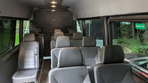 Passenger seating inside Vermont Shuttle's Sprinter van