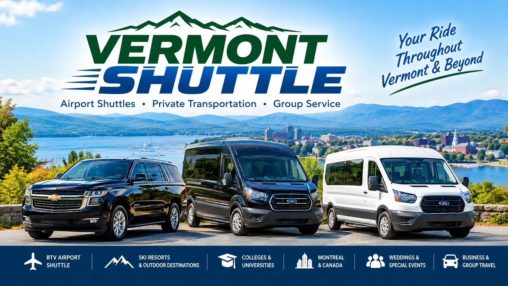 Vermont Shuttle airport transportation, SUVs and passenger vans